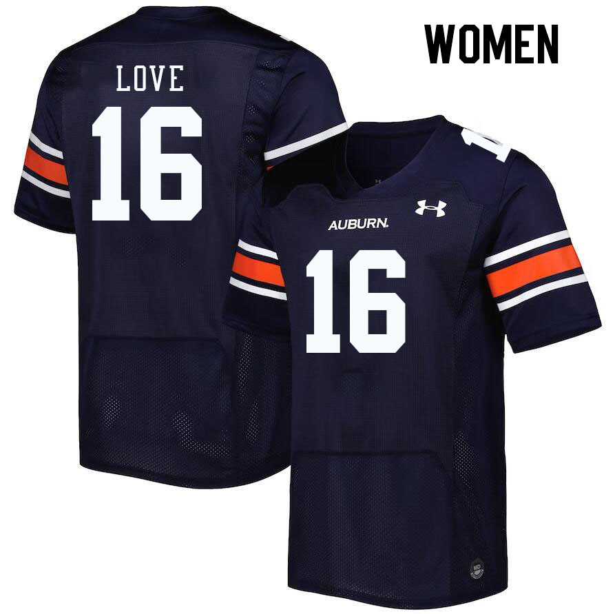 Women #16 Terrance Love Auburn Tigers College Football Jerseys Stitched Sale-Navy
